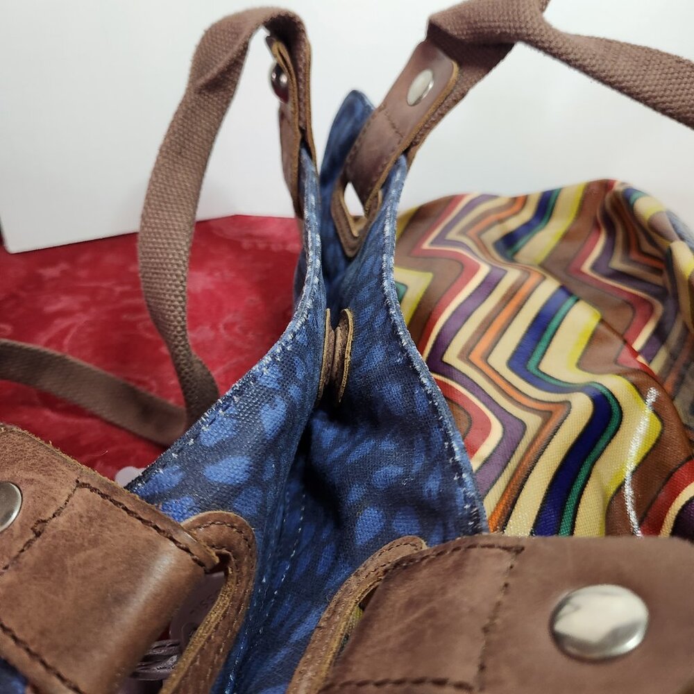 Fossil Key-Per Multicolored Chevron Coated Canvas… - image 5